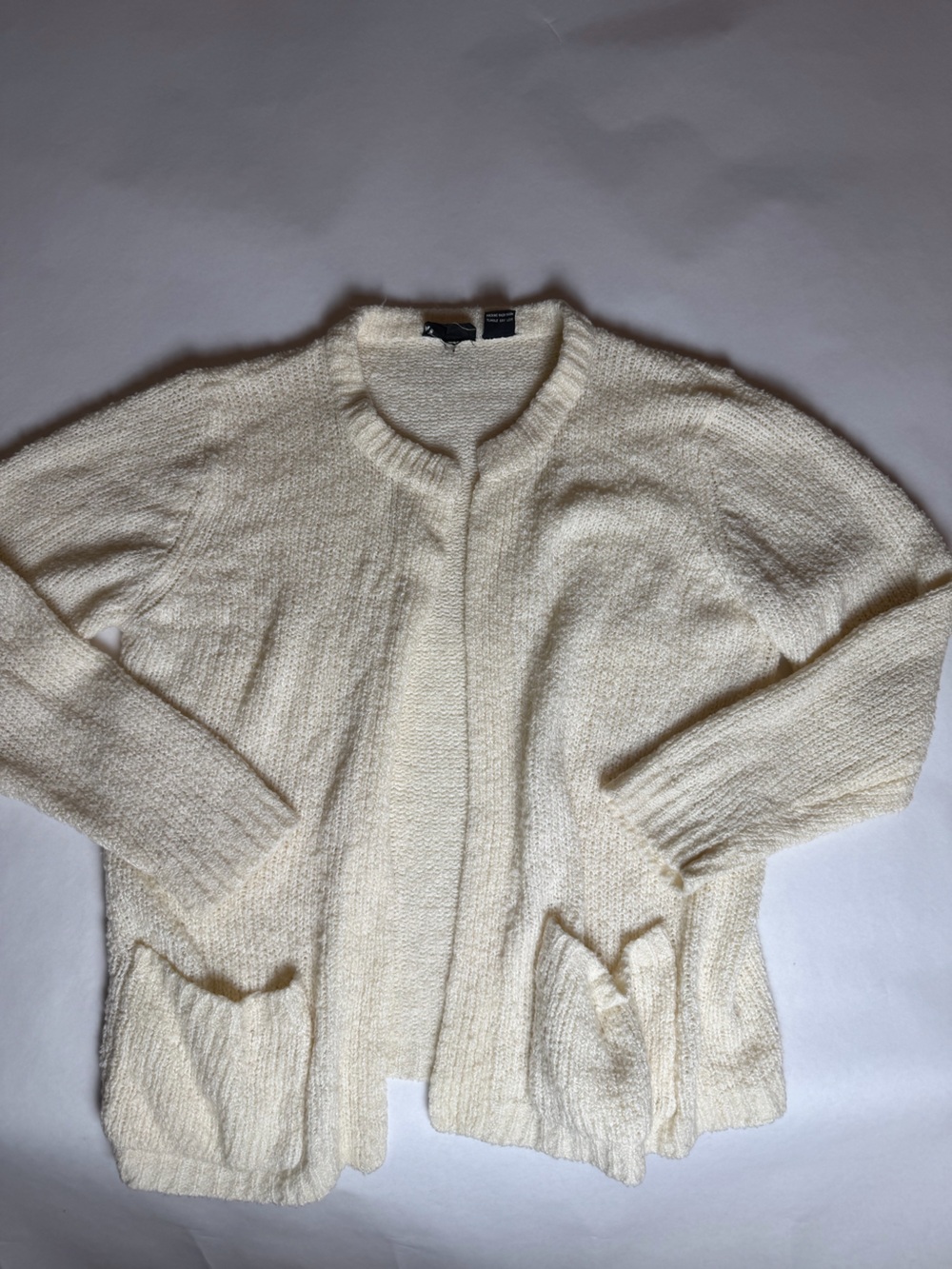 Vintage Miceli Cream Crew Neck Knit Cardigan Sweater